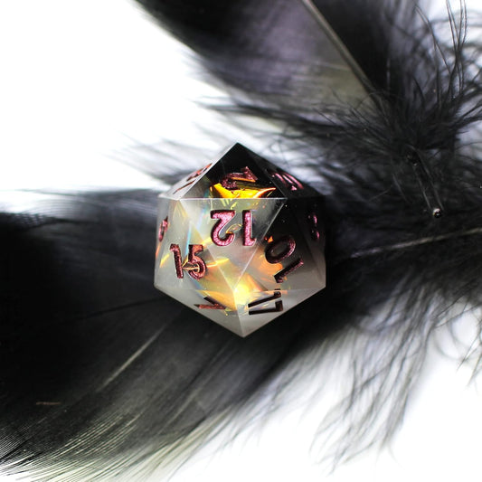 D20 DND Dice for TTRPG Dungeons and Dragons Handmade Sharp Edged D20 Dice Polyhedral Dice Critical Role Dice Goblin Glitter Dice RPG Dice Resin Dice Single D20 Dice Dark Knight D20